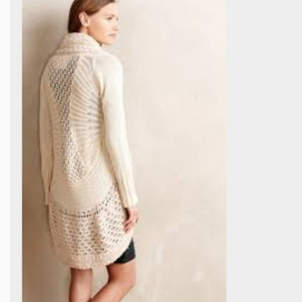 Anthropologie Angel of the North Deni Cocoon Ivory Cardigan Sweater Medium